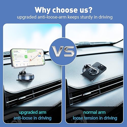 Miniatura 2 de Versión antibrazo suelto soporte magnético de teléfono para auto con vacío de nano gel, soporte de teléfono con ventosa ajustable de 360 para tu
