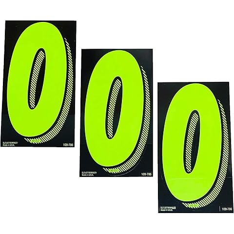 EZ Line Vinyl Decals for Cars Chartreuse Large Number Stickers Windshield Pricing Number (Number 0)