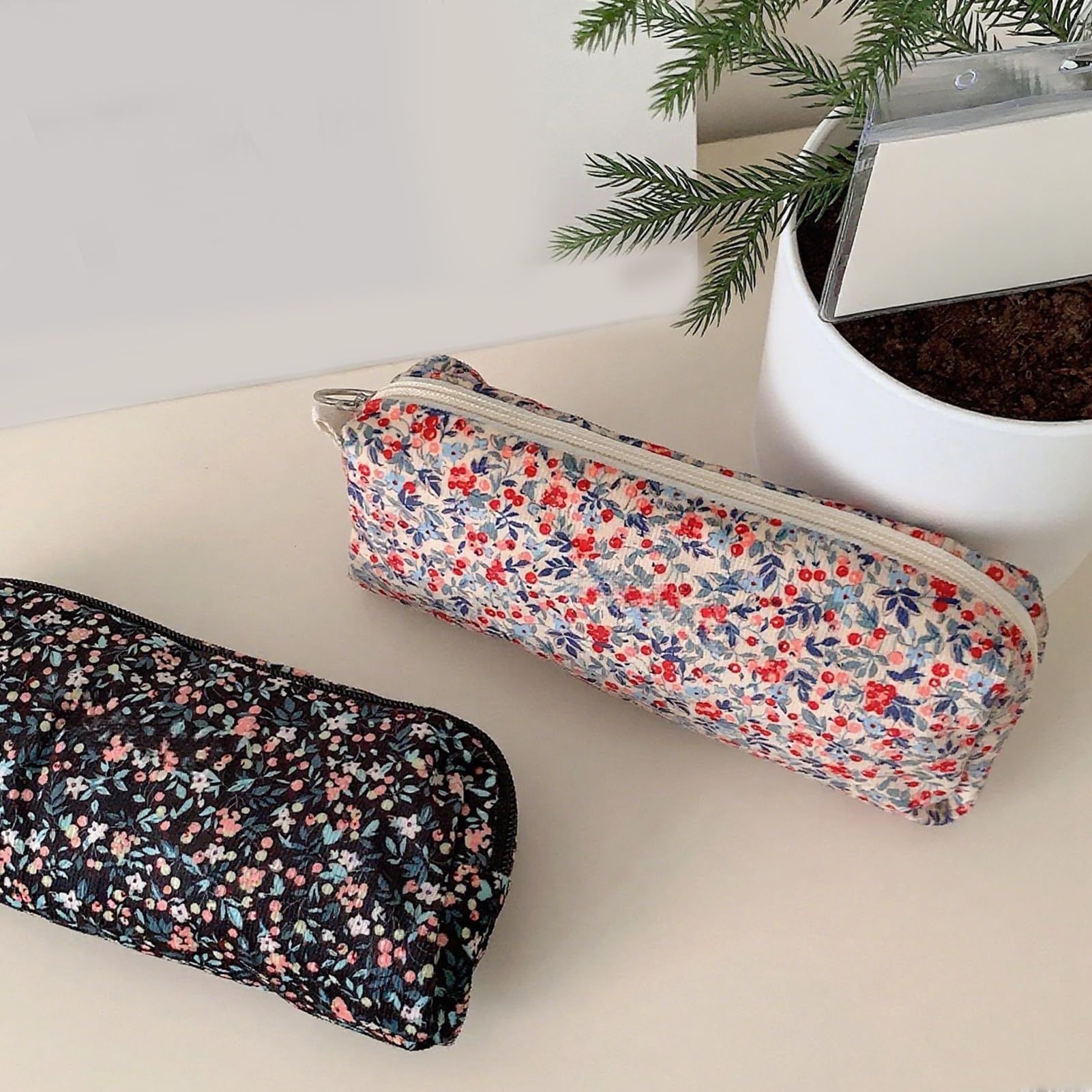 Générique Astuccio scolastico con cordino | 2 borse scolastiche adolescenti | Pochette organizzatrice con ricamo floreale 3D per scuola college donne adolescenti