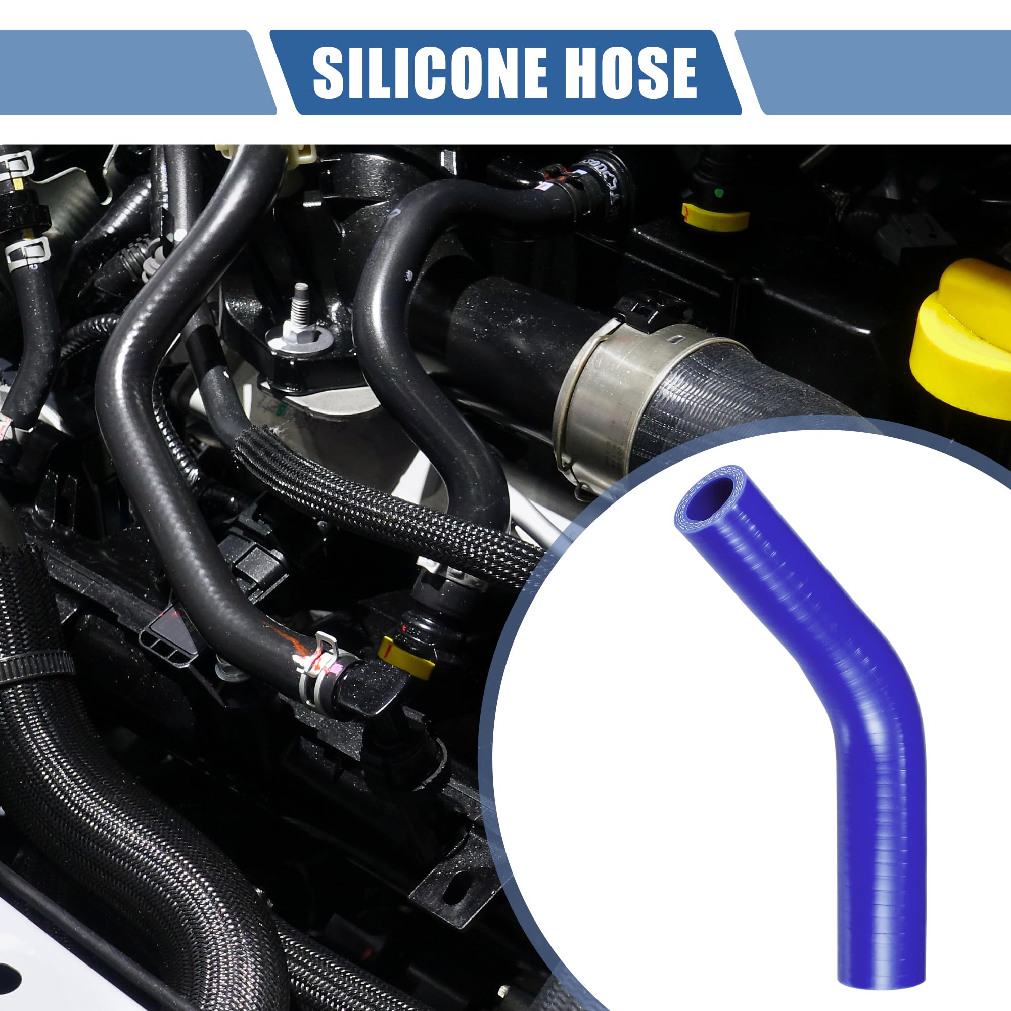 QUARKZMAN Tubo In Silicone 1 Pz Per Auto Diam. 19-22mm Lungh. 102mm 45° | Diametro Interno 19-22mm, Lunghezza 102mm, Angolo 45°, Spessore 5mm, Adatto Per Raffreddamento, Olio, Freni, Antigelo.