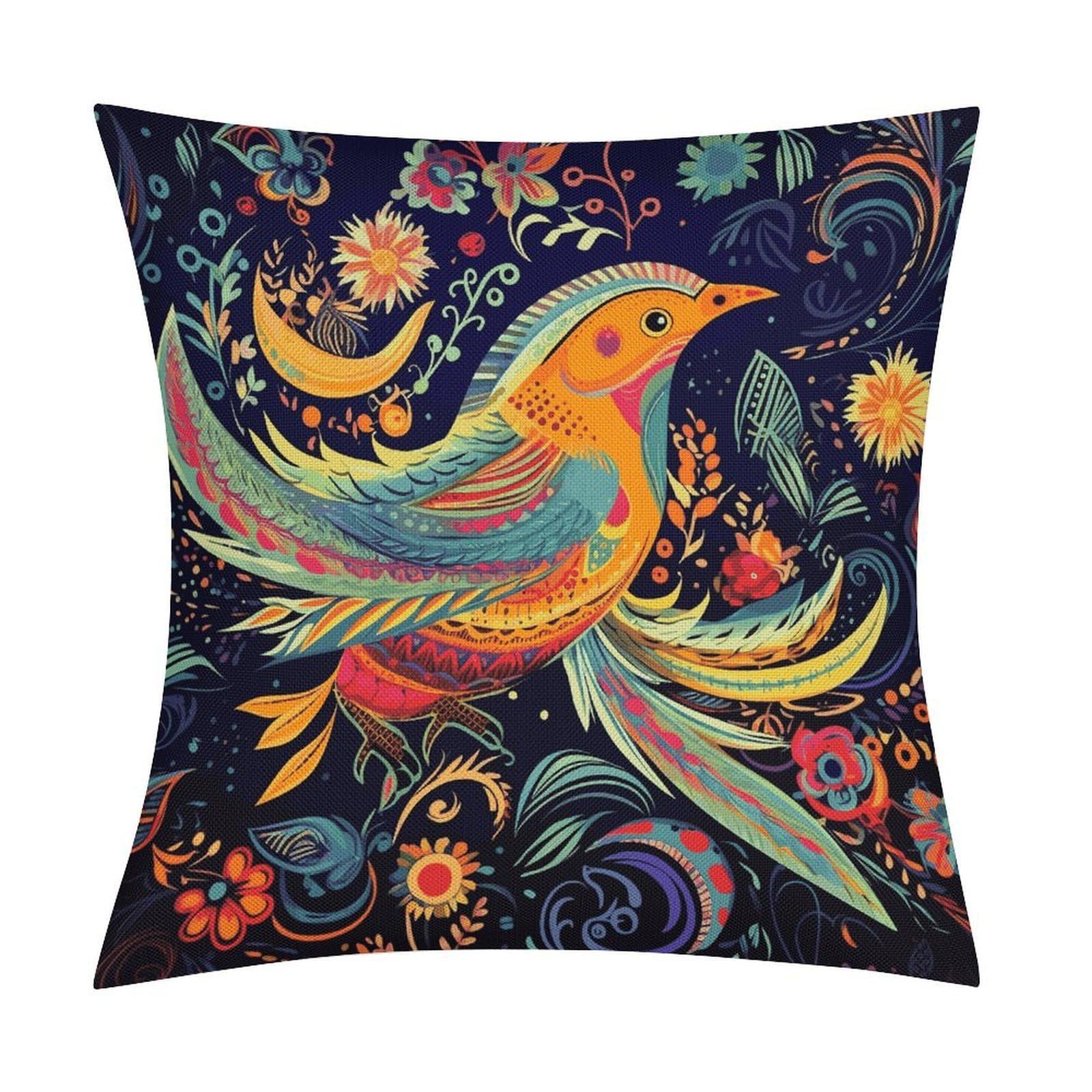 Fodpand Style Ethnic Birds Pillow Covers 18X18 Inch, Pillow Cases Boho Farmhouse, Throw Pillow Covers For Couch Sofa Bed Spring Home Decor