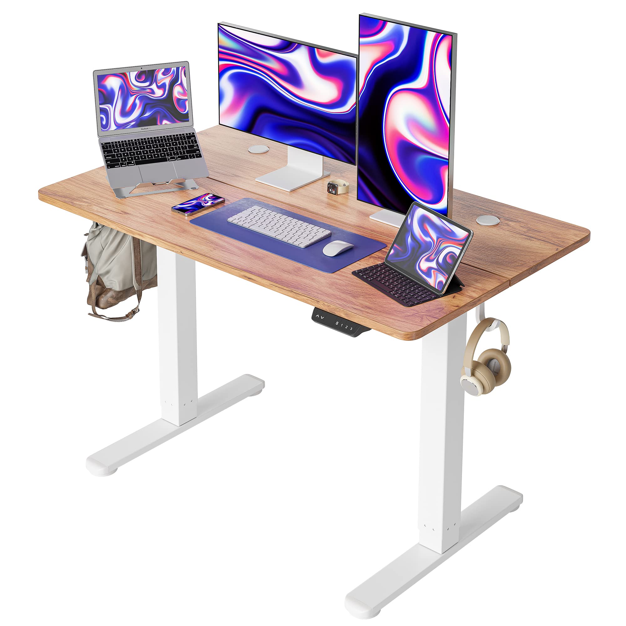 Cubiker Electric Standing Desk, 40 x 24 Inches Height Adjustable Sit Stand Desk, Ergonomic Home Office Computer Workstation, Light Rustic BrownThe Forest Stewardship Council