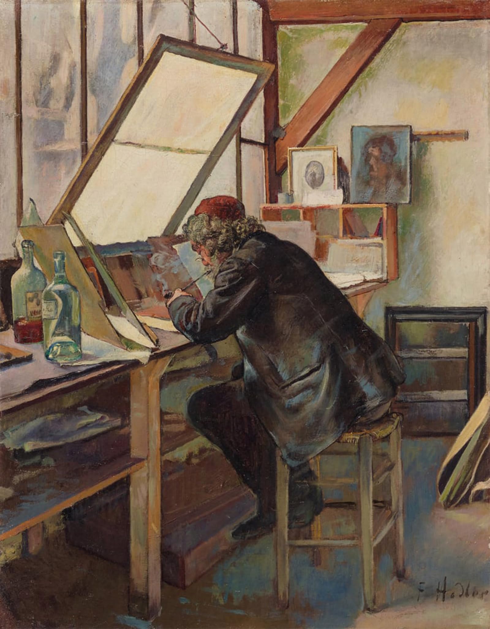 ARTXLXXBN Famous Art Print Poster Vintage Wall Art the Engraver by Ferdinand Hodler Canvas Art Poster for Home Decor 60x90cm
