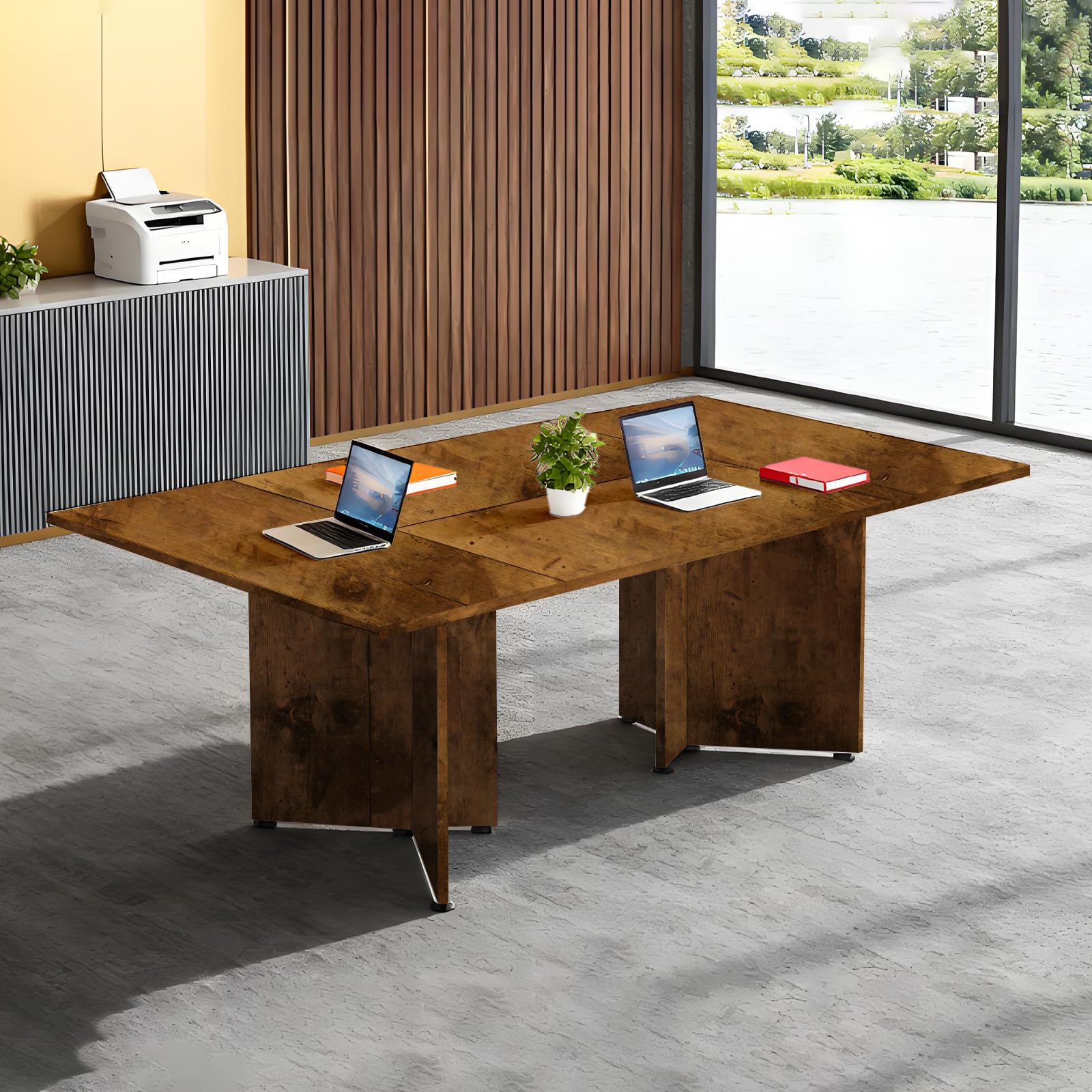 Large Conference Table - 8-20 Person Rectangular Desk for Office Meetings Seminars & Training Rooms Easy Assembly &Design (Chairs Not Included)