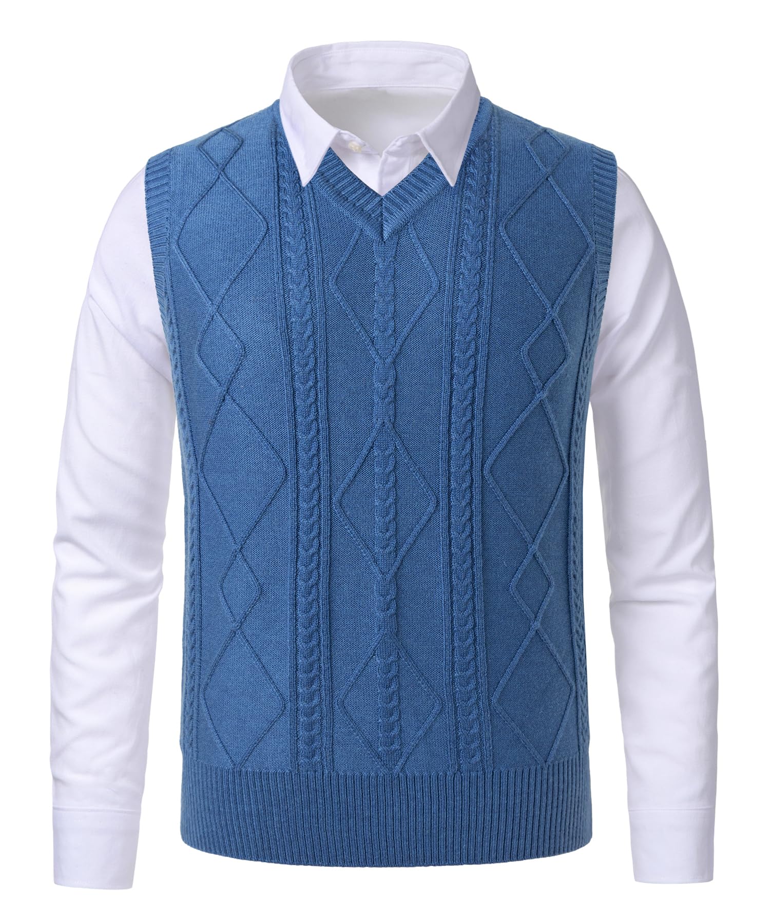 Herren Argyle Strickweste Klassischer V Ausschnitt Strickweste Ärmelloser Gestrickt