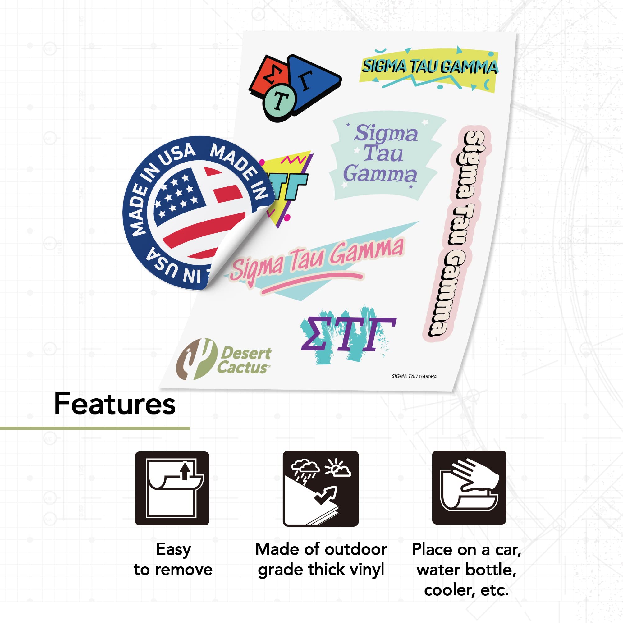 Lambda Water Sigma Tau Gamma Fraternity Stickers - Desert Cactus ...