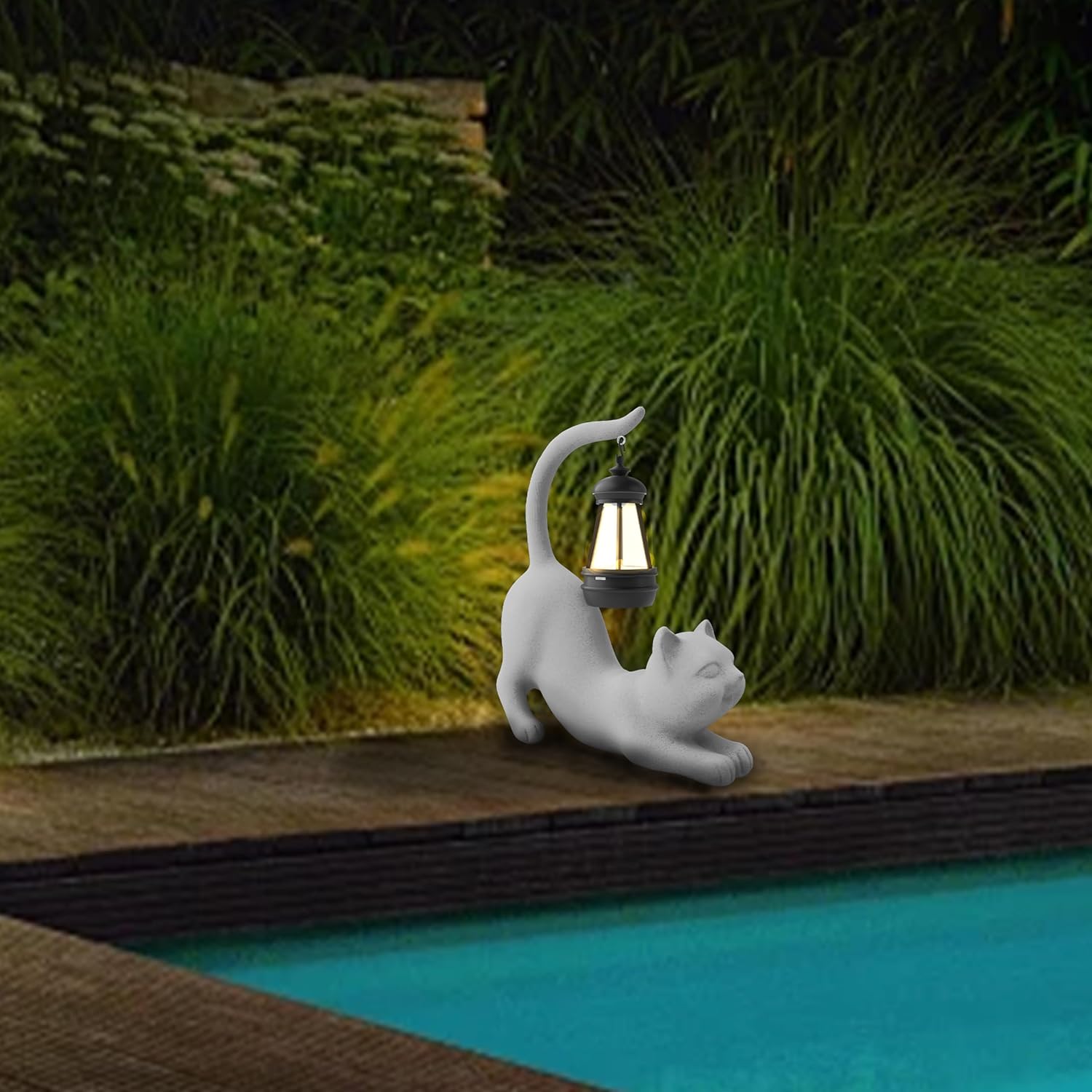 Elephant/Cat Sculpture Lantern Decor - Outdoor Lanterns&Indoor Statue Decorations for Garden,Yard,Porch,Home,Balcony - Gifts for Birthdays,Christmas,Children,Friends,Family,Mom,Women (DW - Tail)