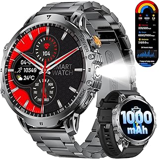 LIGE Men’s Smartwatch, Military Fitness Smartwatch with Bluetooth Calls, 1.85 Inches Smart Watch 110+ Sports Modes/1000 mA…