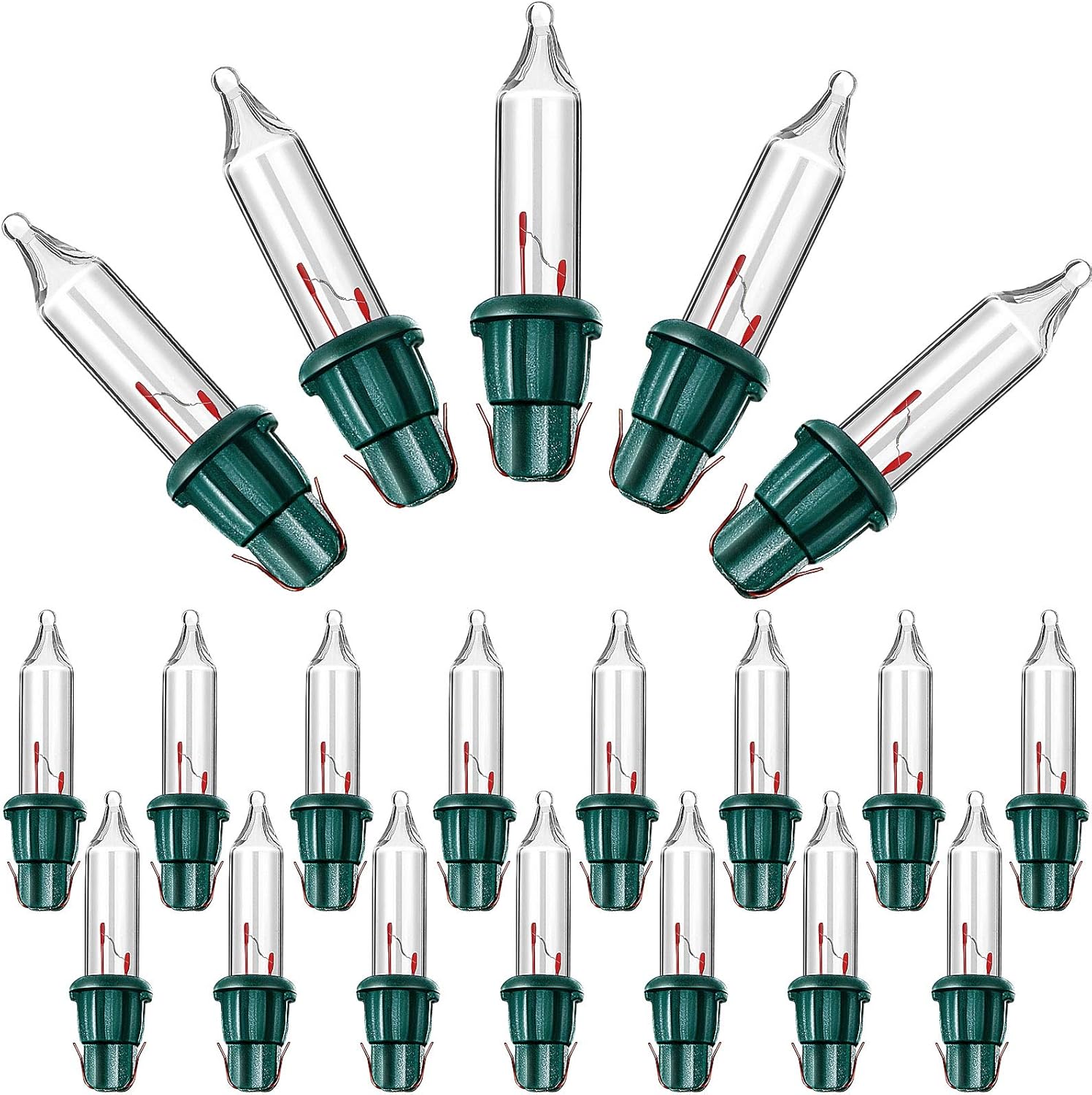 Mudder 60Count 2.5V Christmas 50/100/150/200 Count Mini Incandescent Wire String Lights Replacement Bulbs Indoor/Outdoor Christmas Lights Decor for Home Xmas Tree (Green Base with Warm White Bulb)