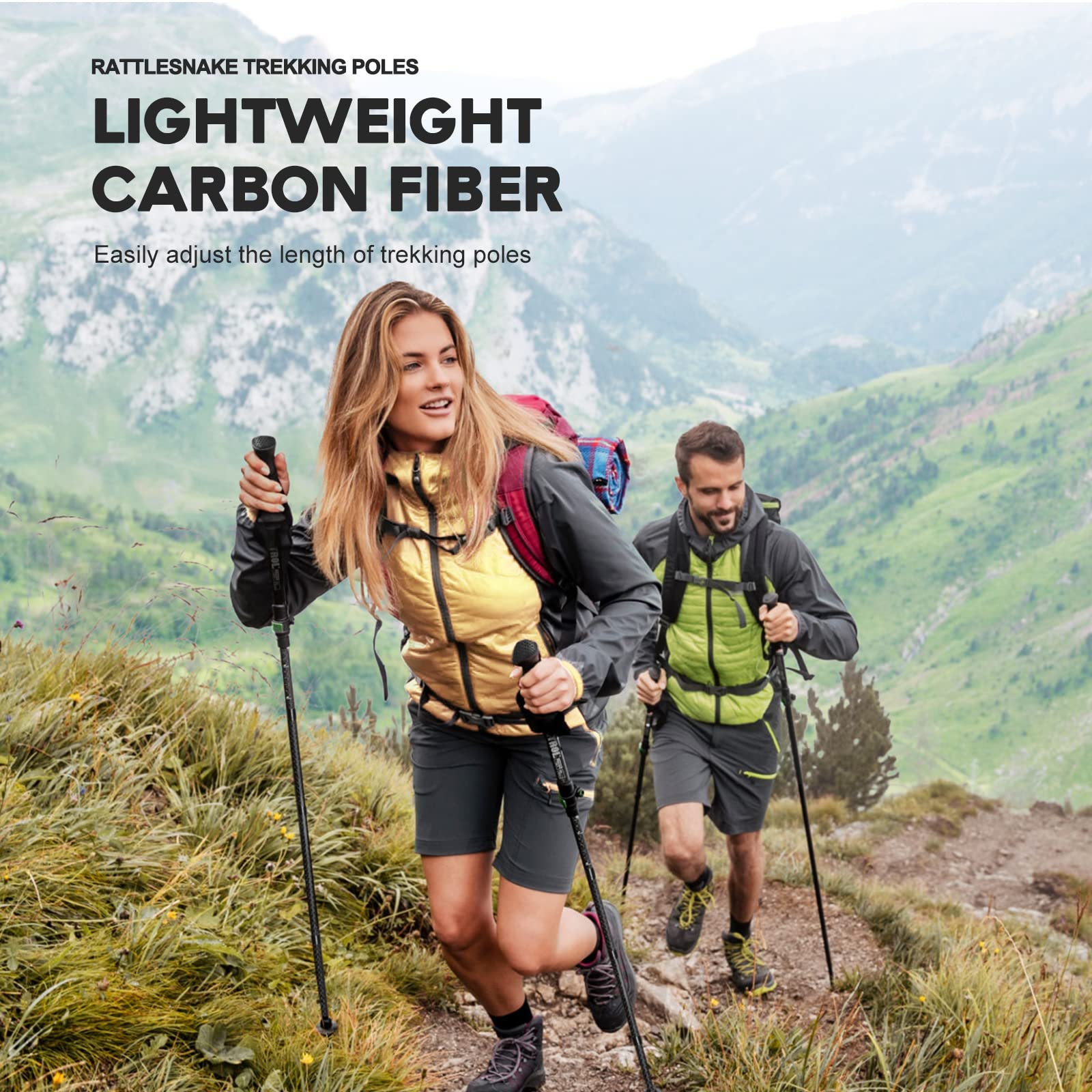 ETROLBastoncini da Trekking - Bastoni da Passeggio Regolabili - Pieghevole,Confezione da 2 Pezzi,Alluminio 7075 Robusto e Leggero, Impugnatura in Sughero,Puntali,Cinghia Imbottita,Borsa Bastoncini