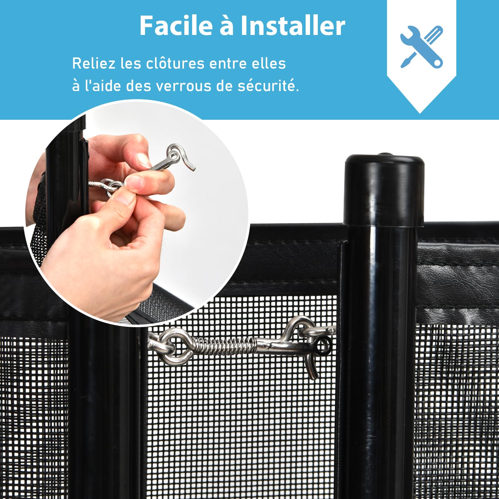 SOARS Clôture Piscine, Lot de 4 Barrières Extérieur 360 X 125 CM