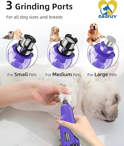 Miniatura 3 de Casfuy Molinillo de uñas para perros silencioso  (45 db) de 6 velocidades con 2 luces LED para perros y gatos grandes, medianos y pequeños,
