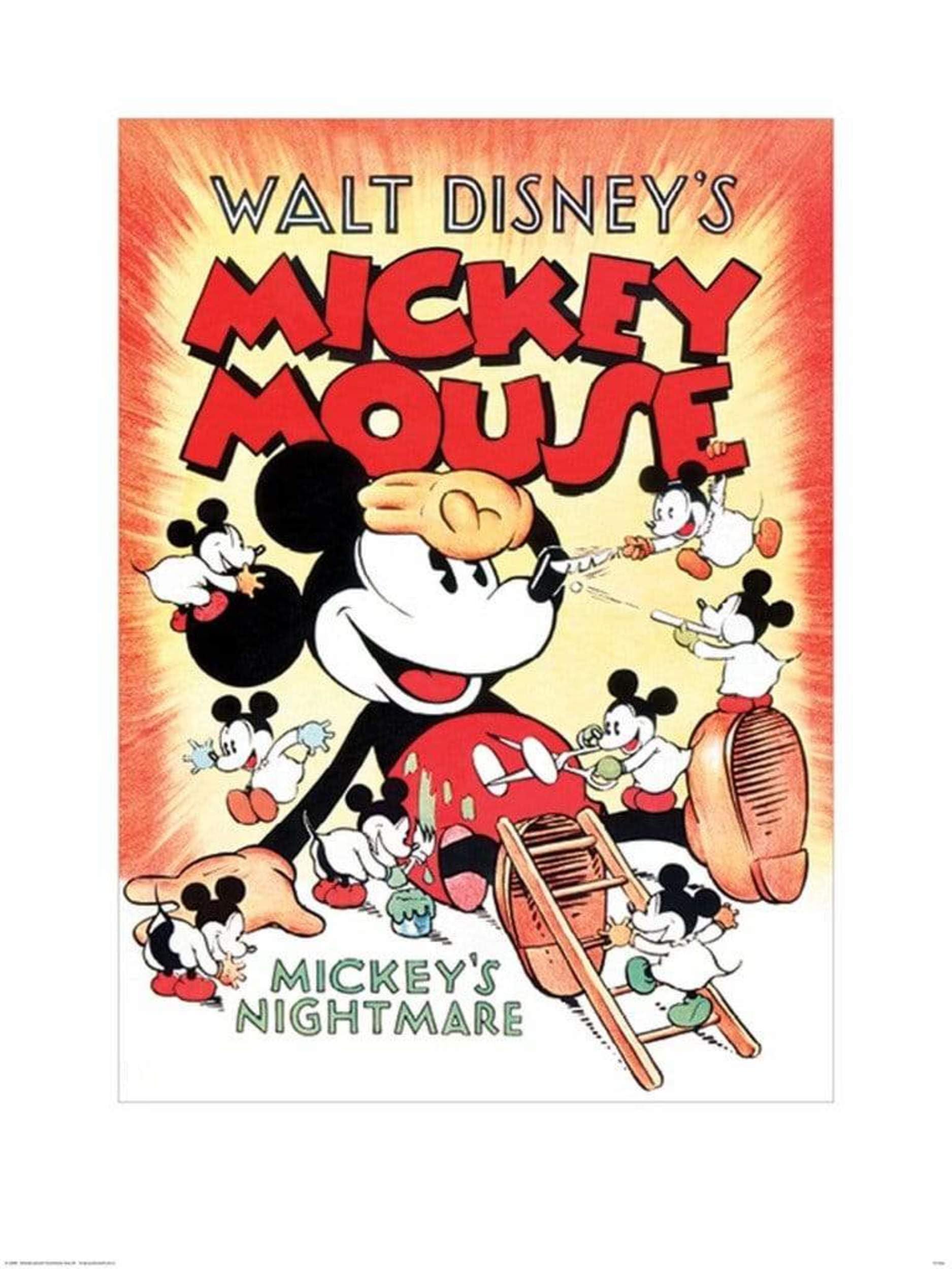 Pyramid International "Mickey's Nightmare Mickey Mouse Art Print, Multi-Colour, 60 x 80 x 1.3 cm