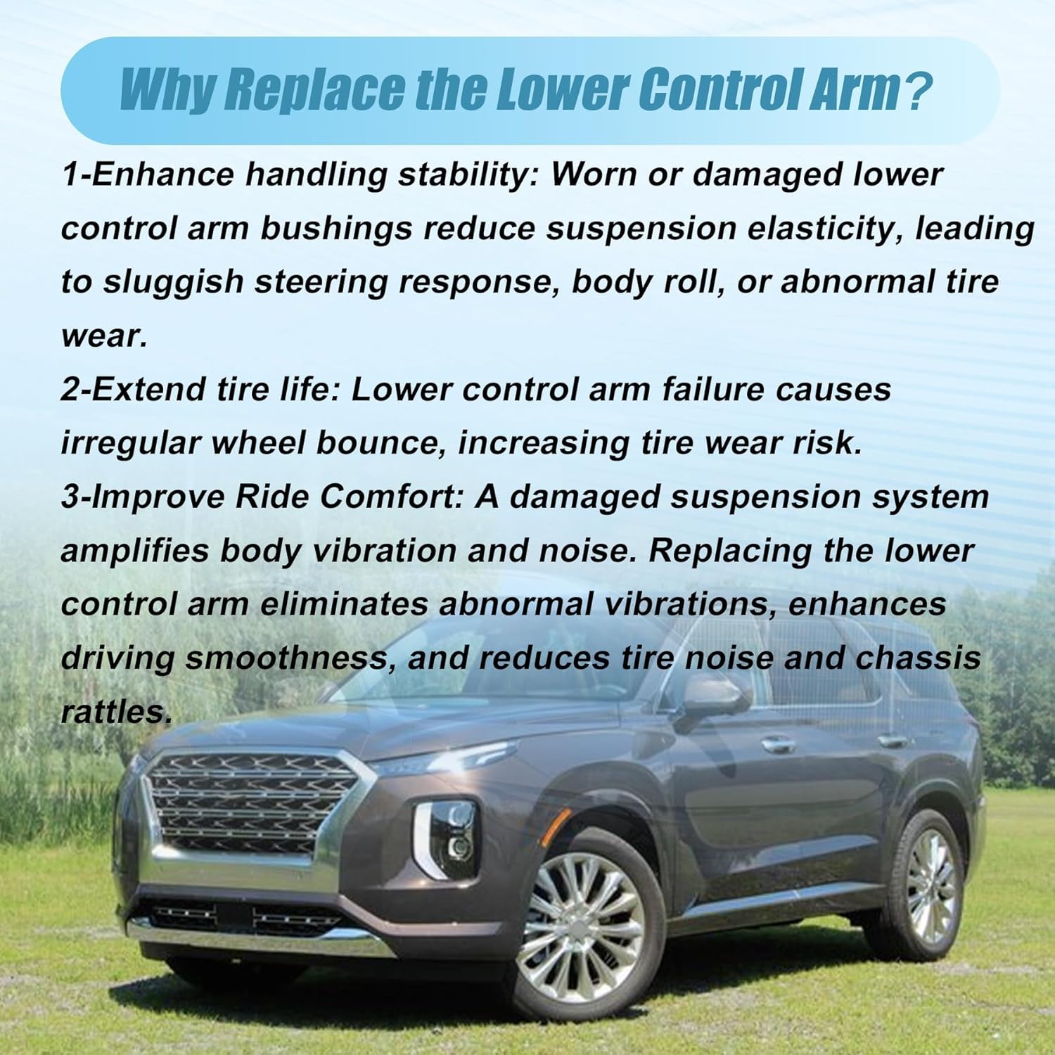 XQSMWF Lower Control Arm Front Right Passenger Side Compatible With Hyundai Palisade 3.8L 2020-2023 Compatible With Kia Telluride 3.8L 2020-2023#54501-S8100 54501S8100