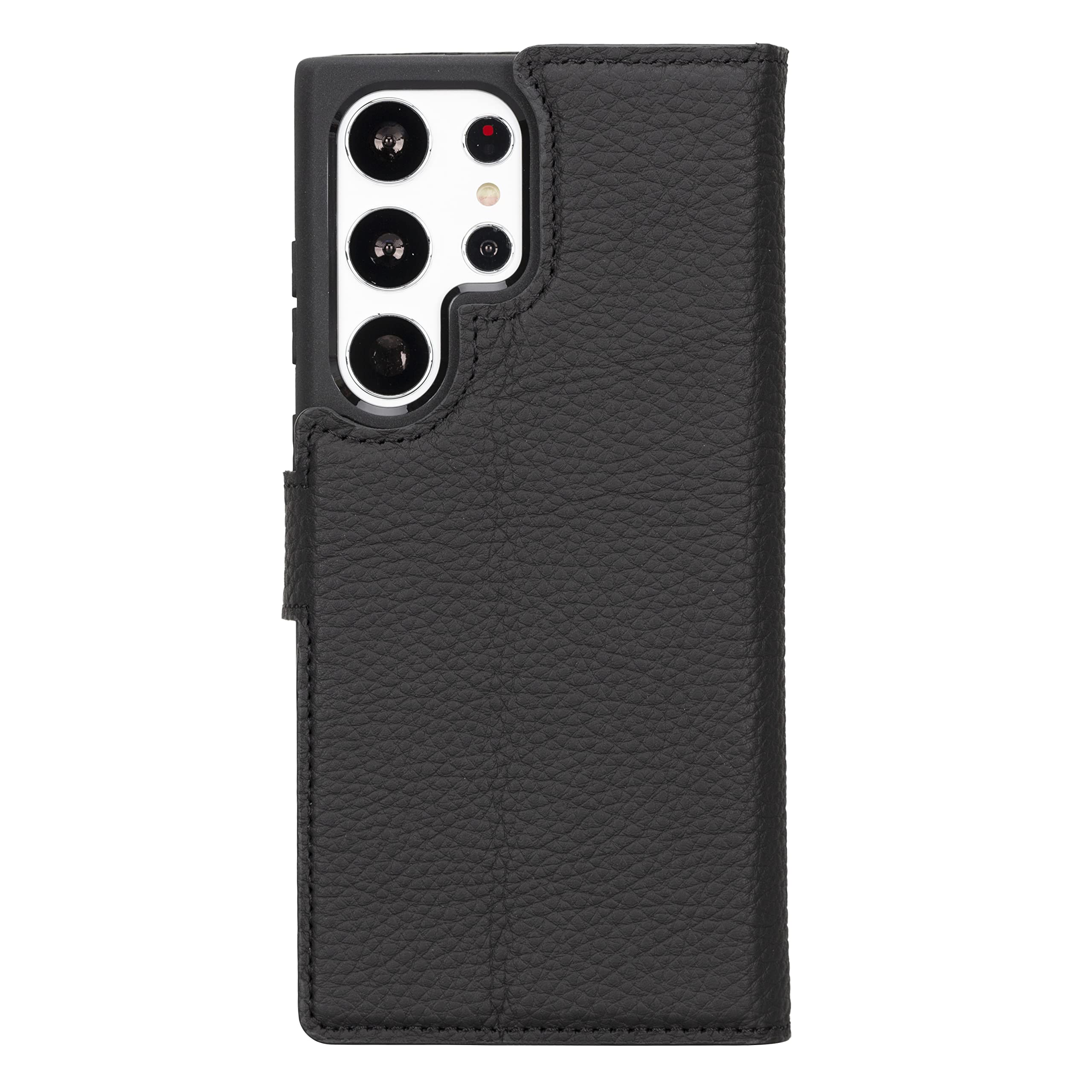Solo Pelle Lederhülle Harvard kompatibel für das Samsung Galaxy S23 Ultra inklusive abnehmbare Hülle mit integrierten Kartenfächern (Matt Schwarz)