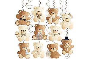 Bear Hanging Swirls Teddy Bear Baby Shower Decorations 15Pcs