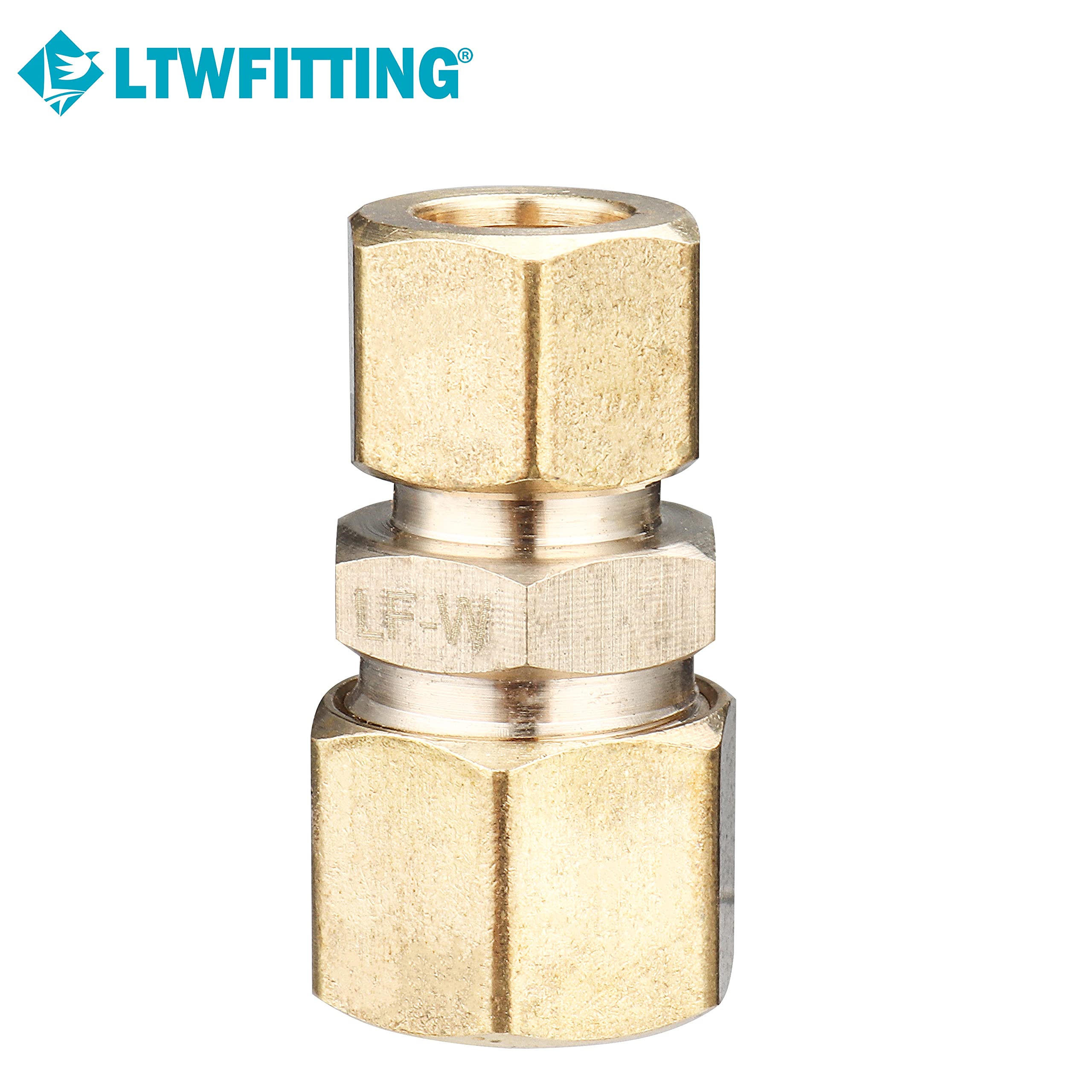 LTWFITTING Raccord de compression en laiton sans plomb 1,27 cm OD x 9,5 mm OD (lot de 5)