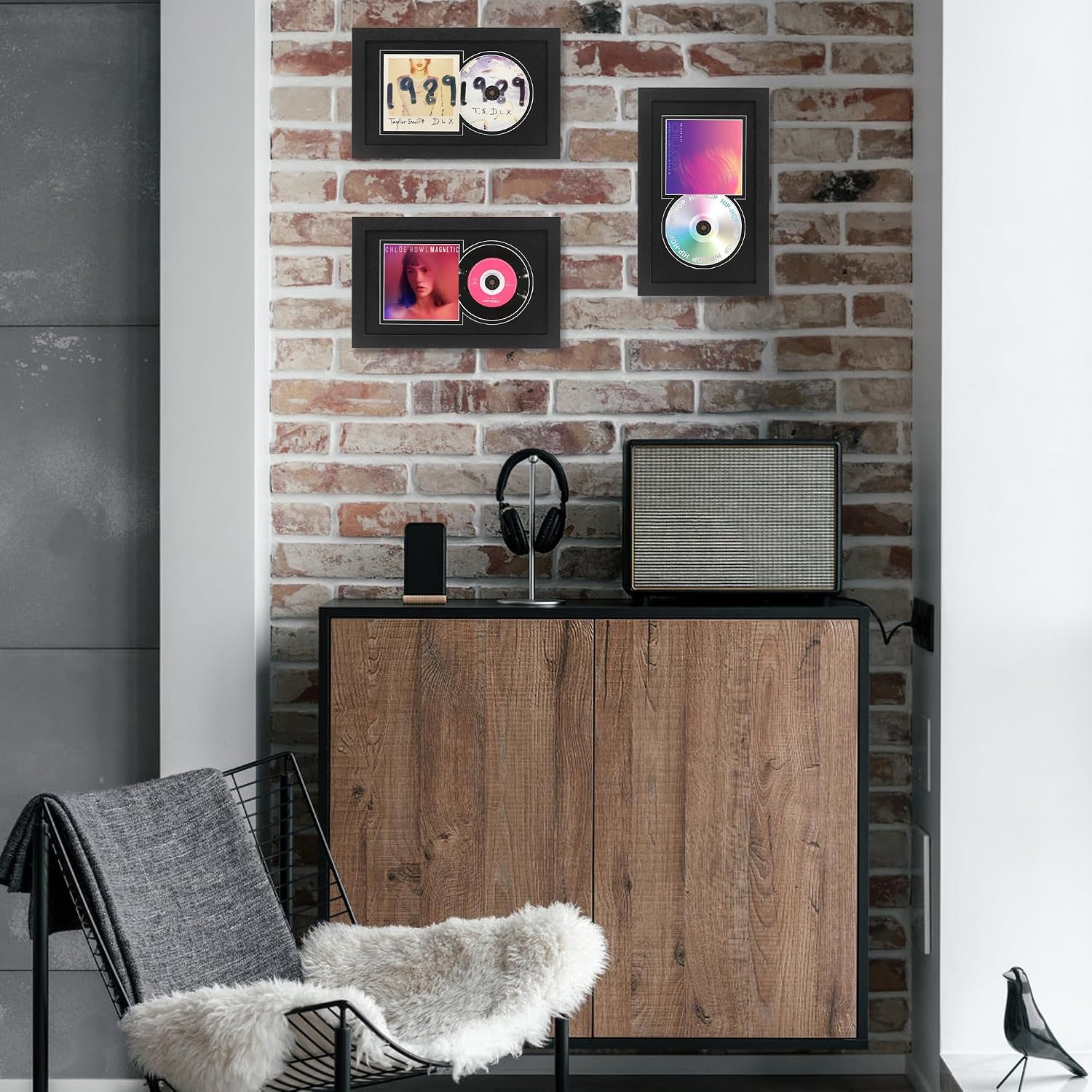 FramePro CD Display Frame for CD Covers and Discs with Real Glass, Elegant Home Decor Case for Music Enthusiast, Black Mat