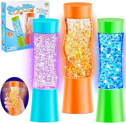 Subao Juguetes para ansiedad para niños y adultos, paquete de 3 tubos sensoriales iluminados, artículos para aliviar la ansiedad, juguetes