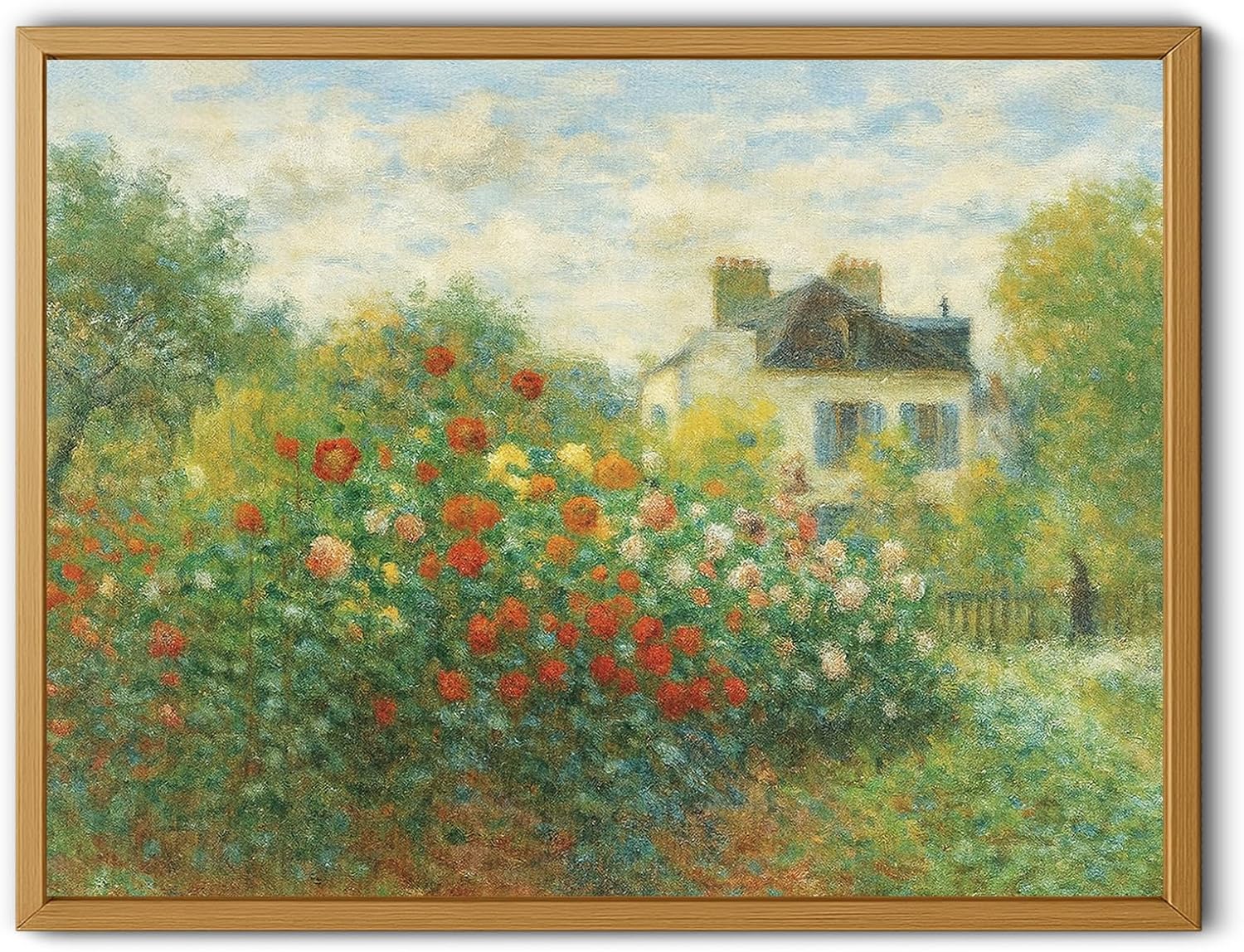 The Artist's Garden at Vetheuil Wall Art, Canvas Print Giclee Reproduction, Claude Monet, Vintage Flower Landscape Painting for Living Room, Bedroom, Office Decor