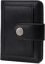 Small Wallet for Women RFID Blocking Card Holder Bifold Compact with ID Window, Outside Card Slot & Zipper Coin Pocket (Black)