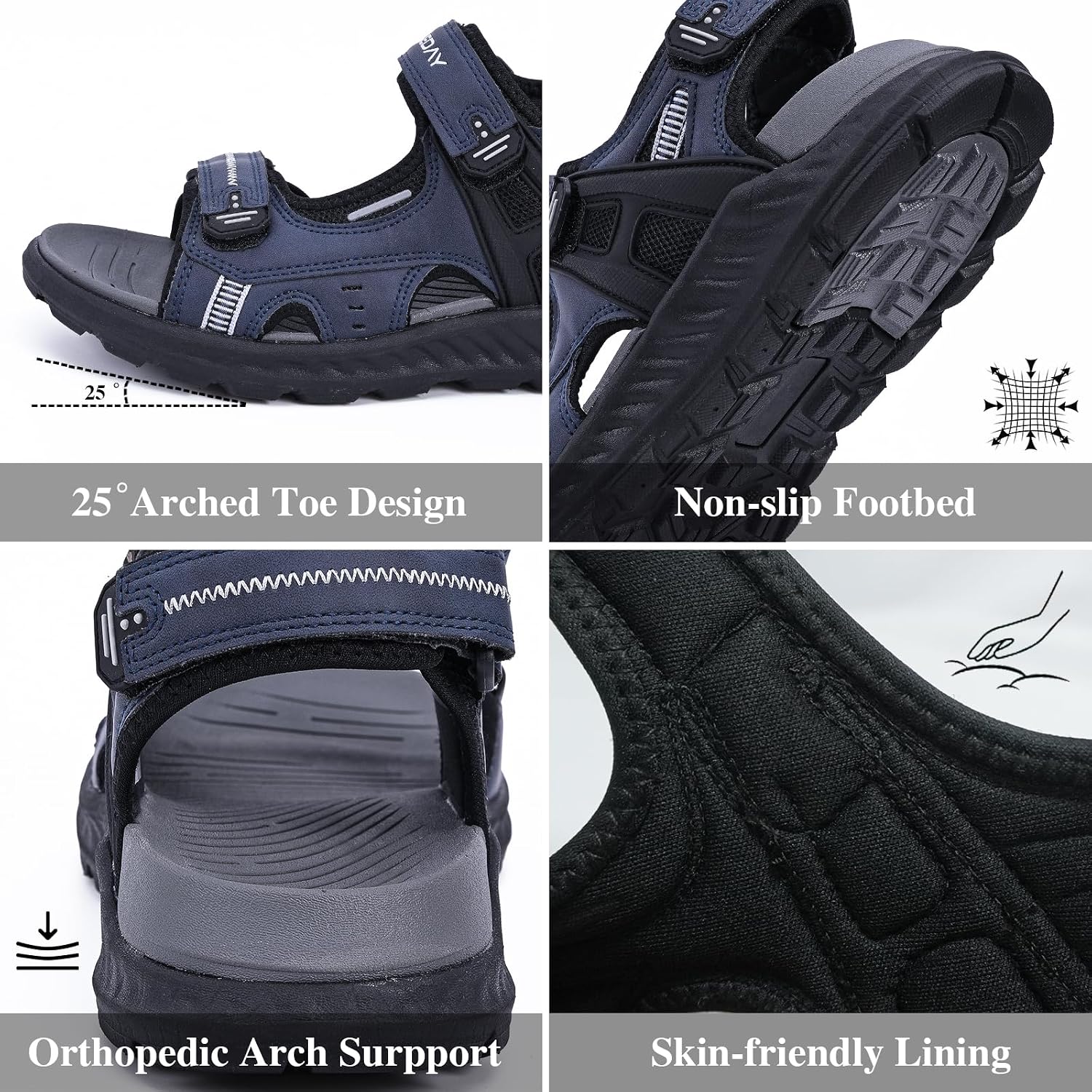 Queday Mens Open Toe Outdoor Hiking Sandals image 4
