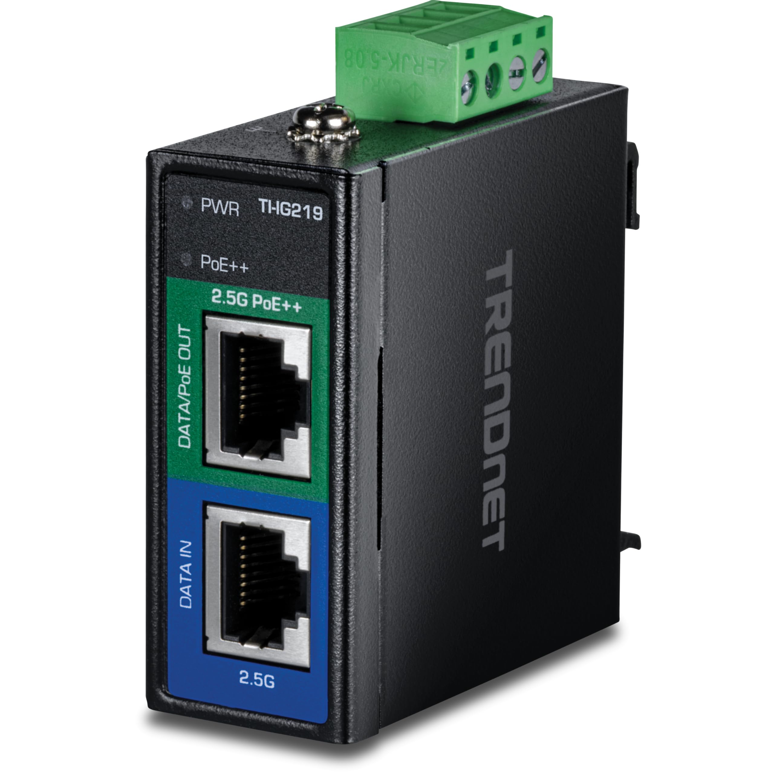 TRENDnet Industrial 2.5G PoE++ Injector, TI-IG219, Extreme Temperature Ready, IP50, NDAA & TAA Compliant, Up to 100m (328 ft), Supports (15.4W), (30W)