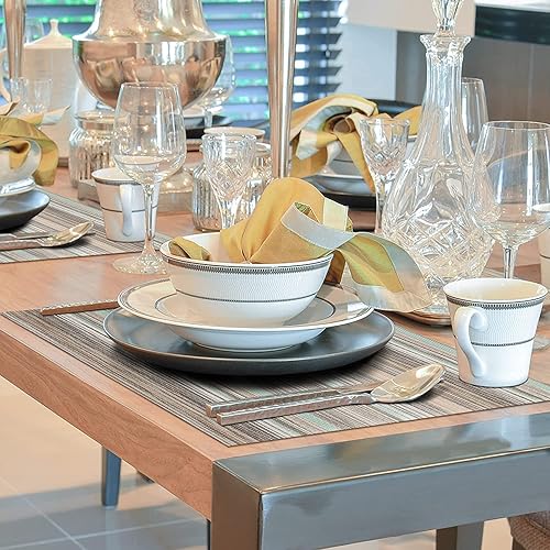 Miniatura 2 de Winknowl Manteles individuales de vinilo lavables para interiores y exteriores, resistentes al calor y al agua, elegantes manteles para mesa de