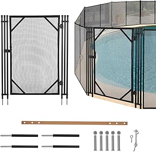 4Ft x 2.5Ft Pool Fence Gate, Heavy Duty Steel Aluminum Frame, Pool Safety Fence Gate Kit with Stainless Steel Latch for Inground/Above Ground Pools, DIY Installation, Black