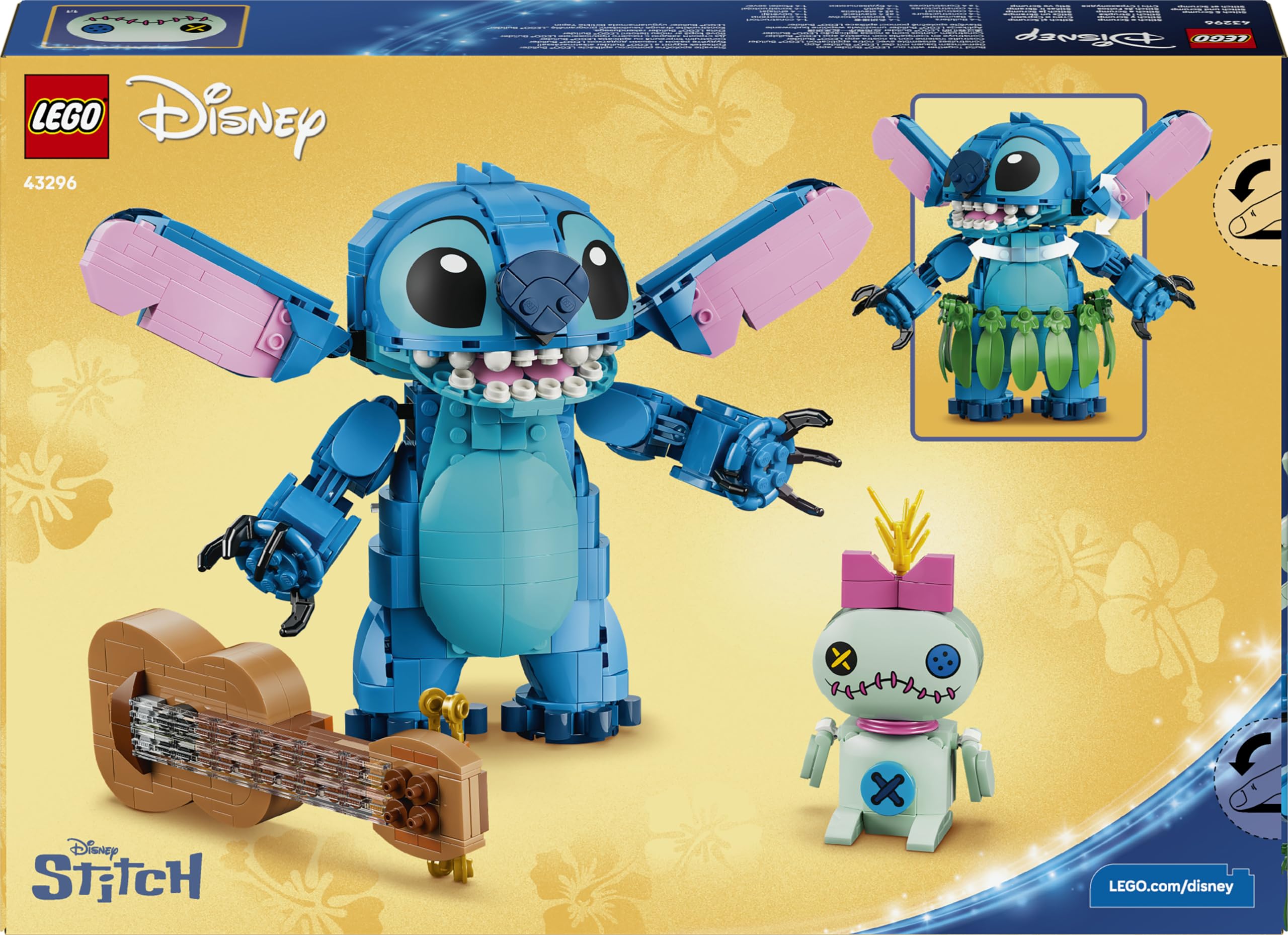 LEGO ǀ Disney Stitch i Strupka 43296 | Kolekcjonerskie figurki Disneya, zabawka dla 9-latki, prezent dla dziewczynki i chłopca, klocki dla dzieci, 713 elementów