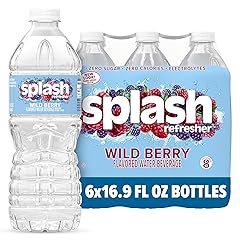 Splash Refresher Flavored Water Bottles, Wild Berry Flavor - 6-Pack, 16.9 Fl Oz - Refreshing Flavored Bottled Water with Electrolytes - Zero Sugar & Zero Calories