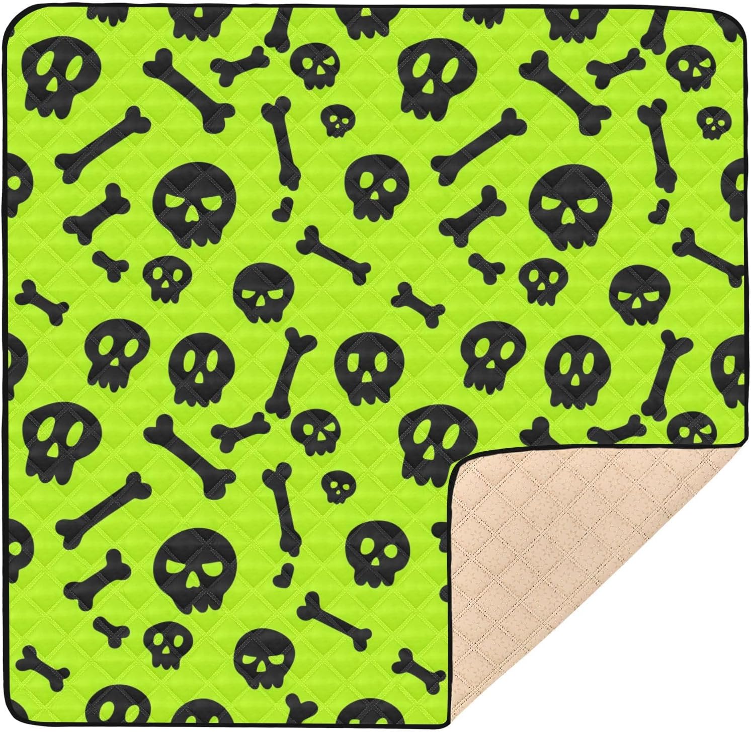 Cute Skull and Bones Baby Play Mat, 50“ X 50” Washable Folding Crawling Mat, Baby Floor Mat, Soft, Non-Slip