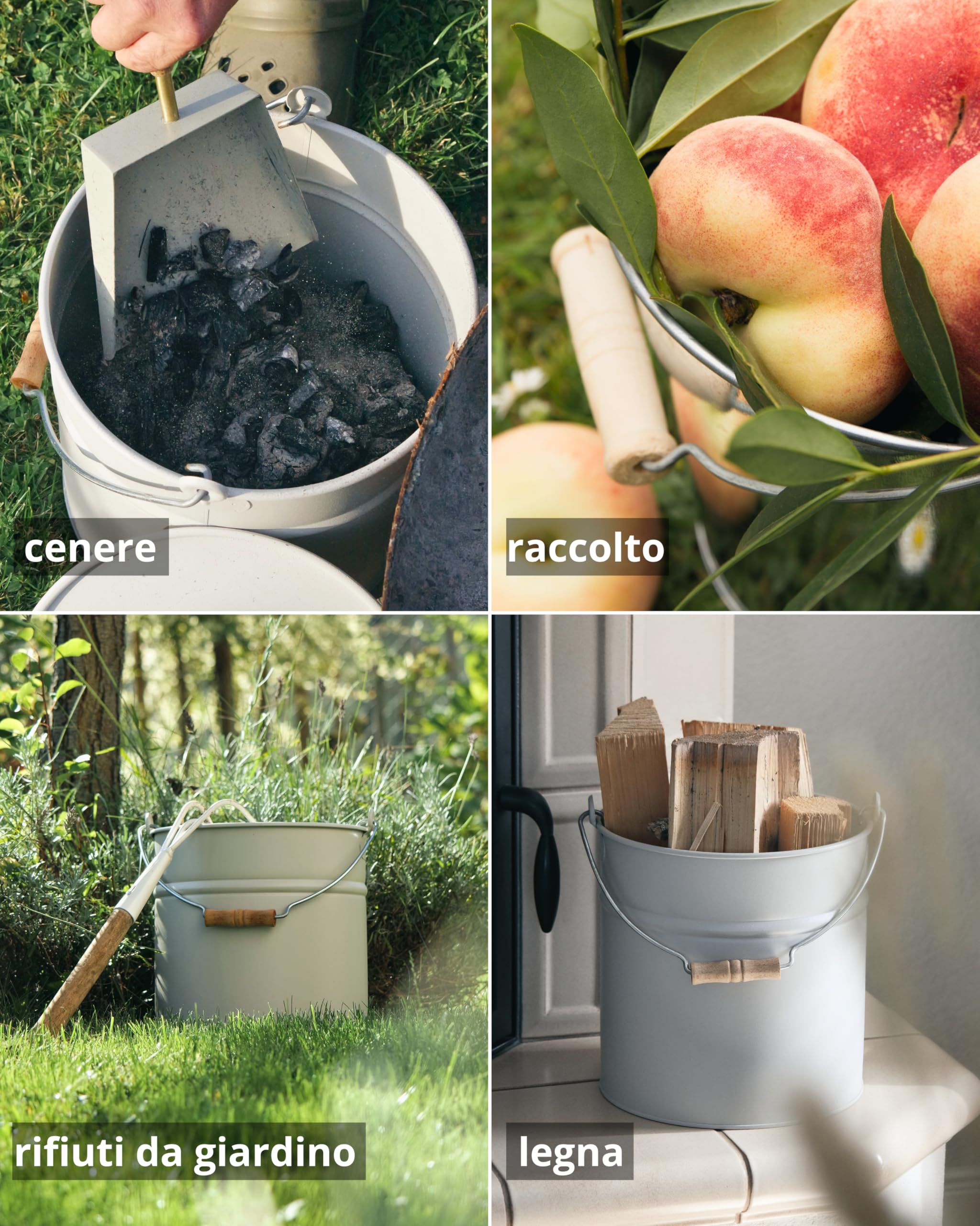 LIVLIG Secchio con coperchio, 12 l, secchio di zinco, secchio per cenere con coperchio, secchio in metallo, accessori per camino, secchio in lamiera, antracite