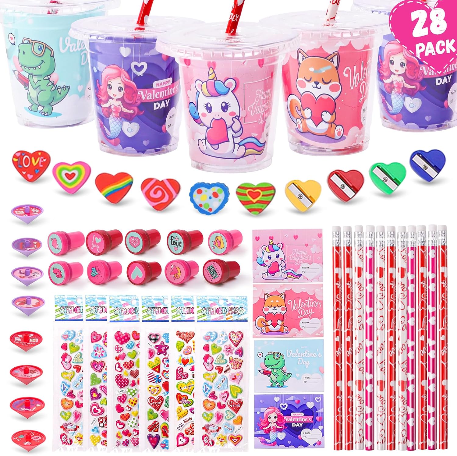 Amazon.com: BEIKEETOO Valentines Day Gifts for Kids Classroom 28 Pack ...