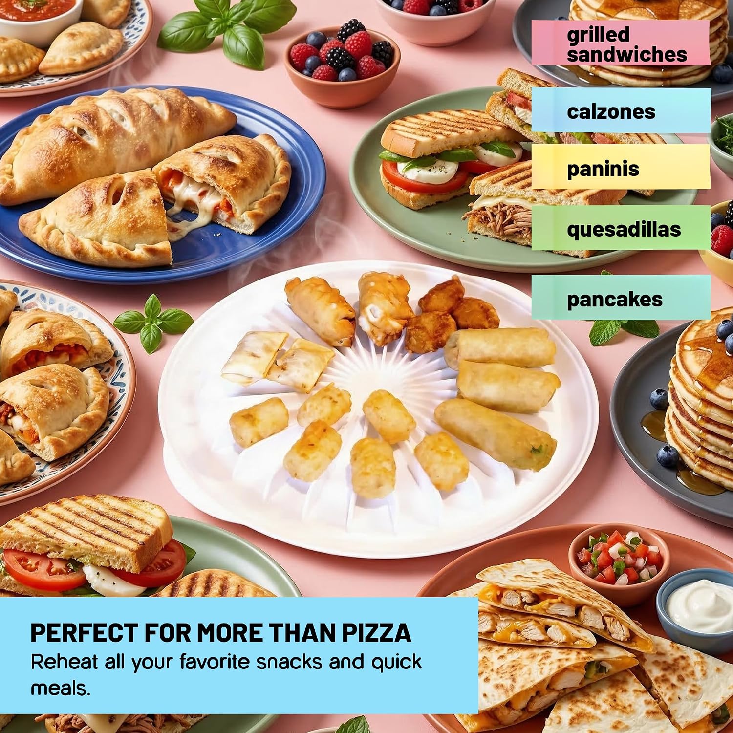 Kitchen Discovery Microwave Pizza Reheater Tray Reuseable Plate for Bacon, Snacks in the Microwave Oven - Safe, BPA-Free Round Pizza Pan for Cooking, Reheating