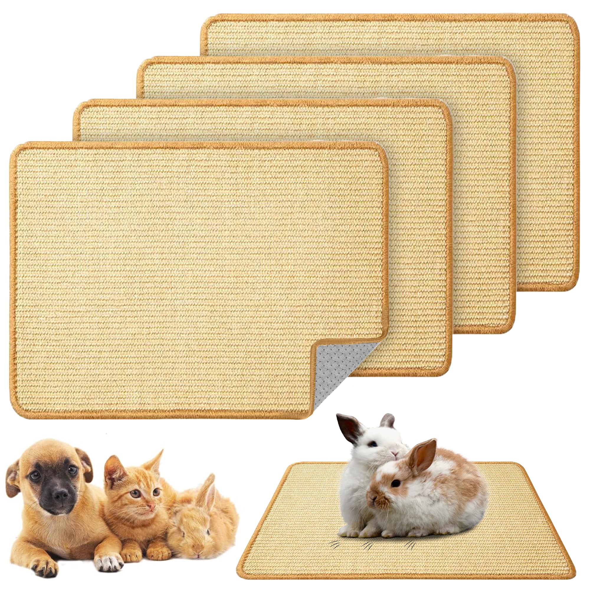 Bunny Scratch Pads,Natural Sisal Cat Rabbit Scratching Mat,Small Animal Scratch Pad Rug for Indoor Grinding Claw Sleeping Pad for Guinea Pigs