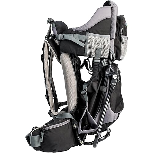 Miniatura 3 de ClevrPlus Canyonero - Mochila de campamento para bebé, senderismo, niños pequeños, con soporte y visera para el sol, color negro