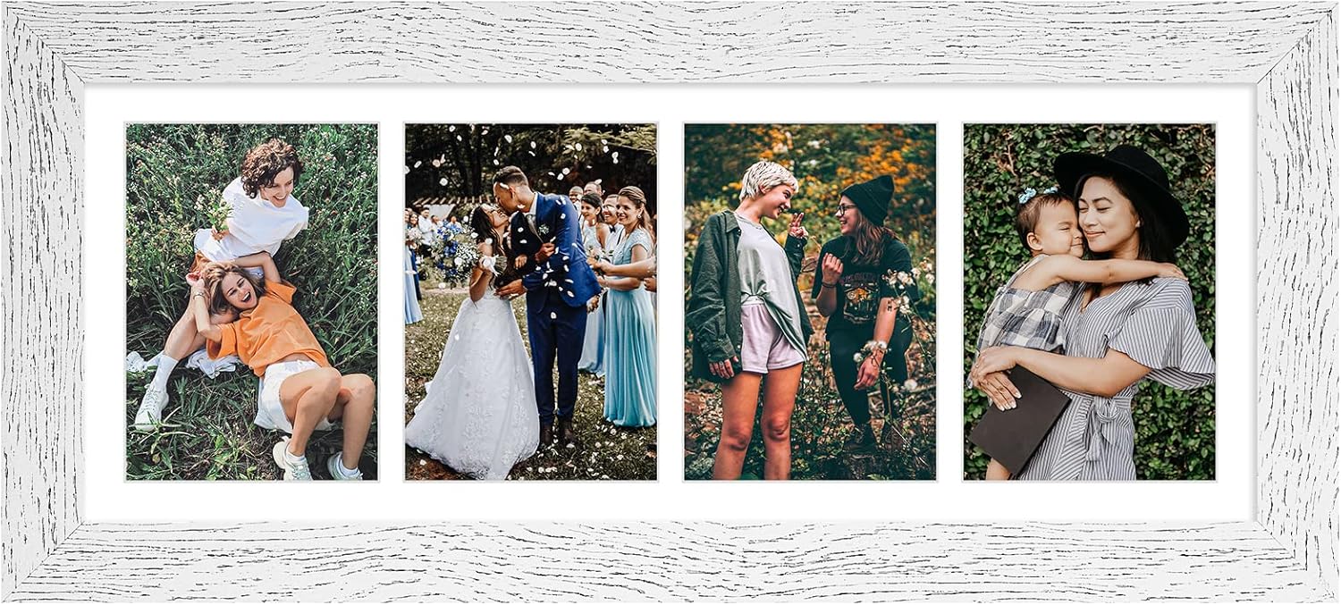 Gaevuian 8x21 Picture Frame Display 4 opening 5x7 Collage Picture Frame,Multi Photo