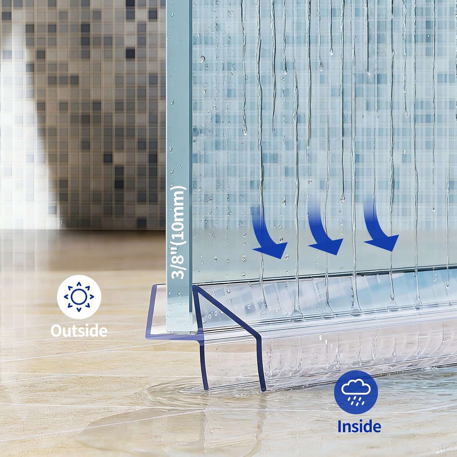 Delamu 3Pack Shower Door Bottom Seal 3/8" x 36", Clear Shower Door Sweep Strip, Frameless Glass Door Seal Strip for 3/8'' (10mm) Thick Doors Showers 36in Long