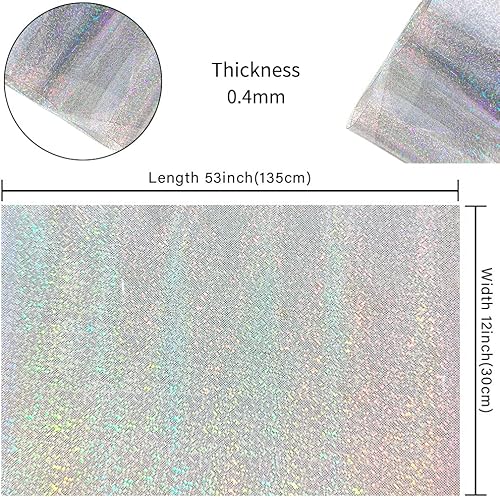Miniatura 14 de HYANG - Hojas de piel sintética de vinilo holográfico transparente de PVC con diseño de pentágono grande, 1 rollo de 12 x 53 pulgadas