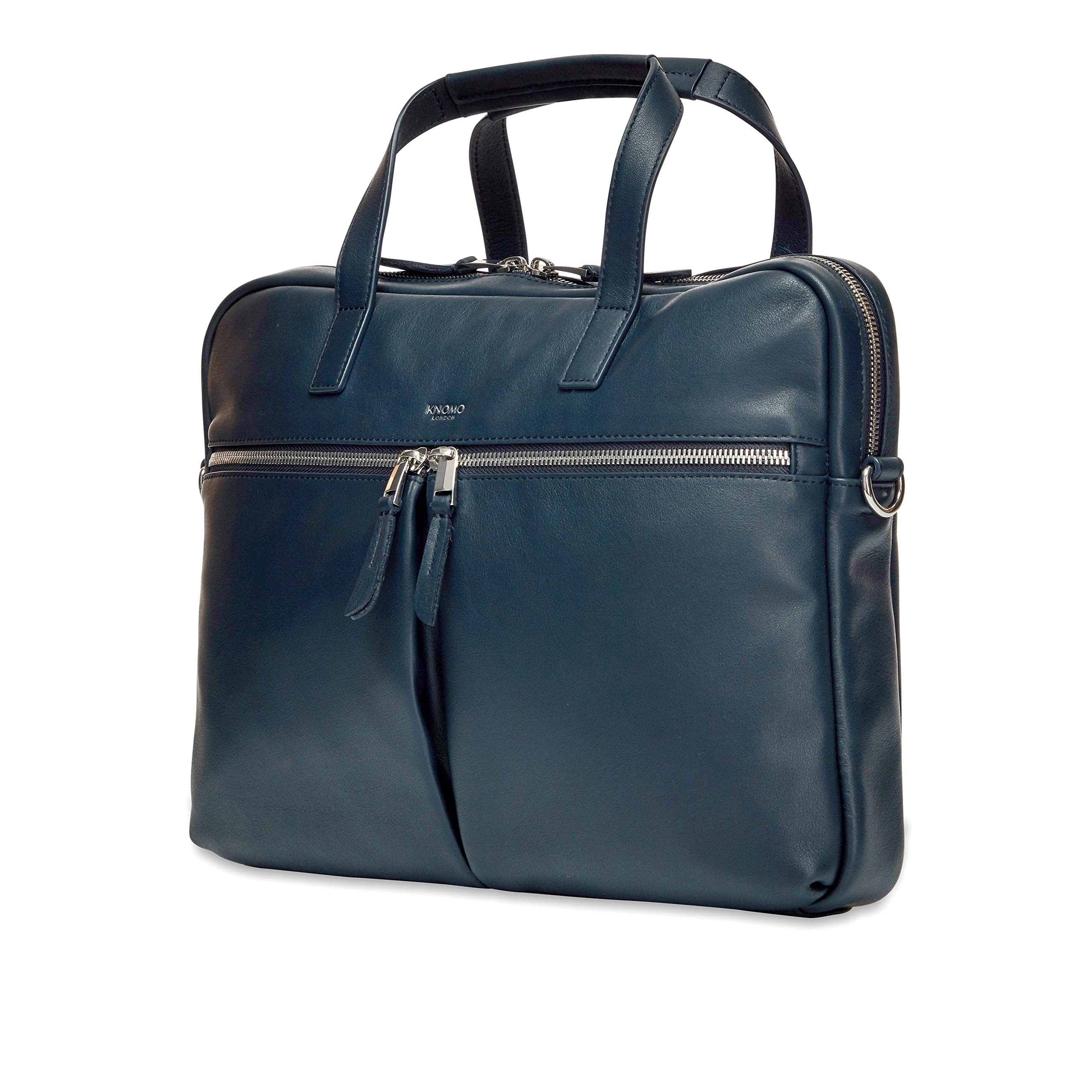 KNOMO Hanover - Maletín para laptop de 14 pulgadas para mujer, bolsa de trabajo delgada y bolsa de mano con correa desmontable, Azul marino