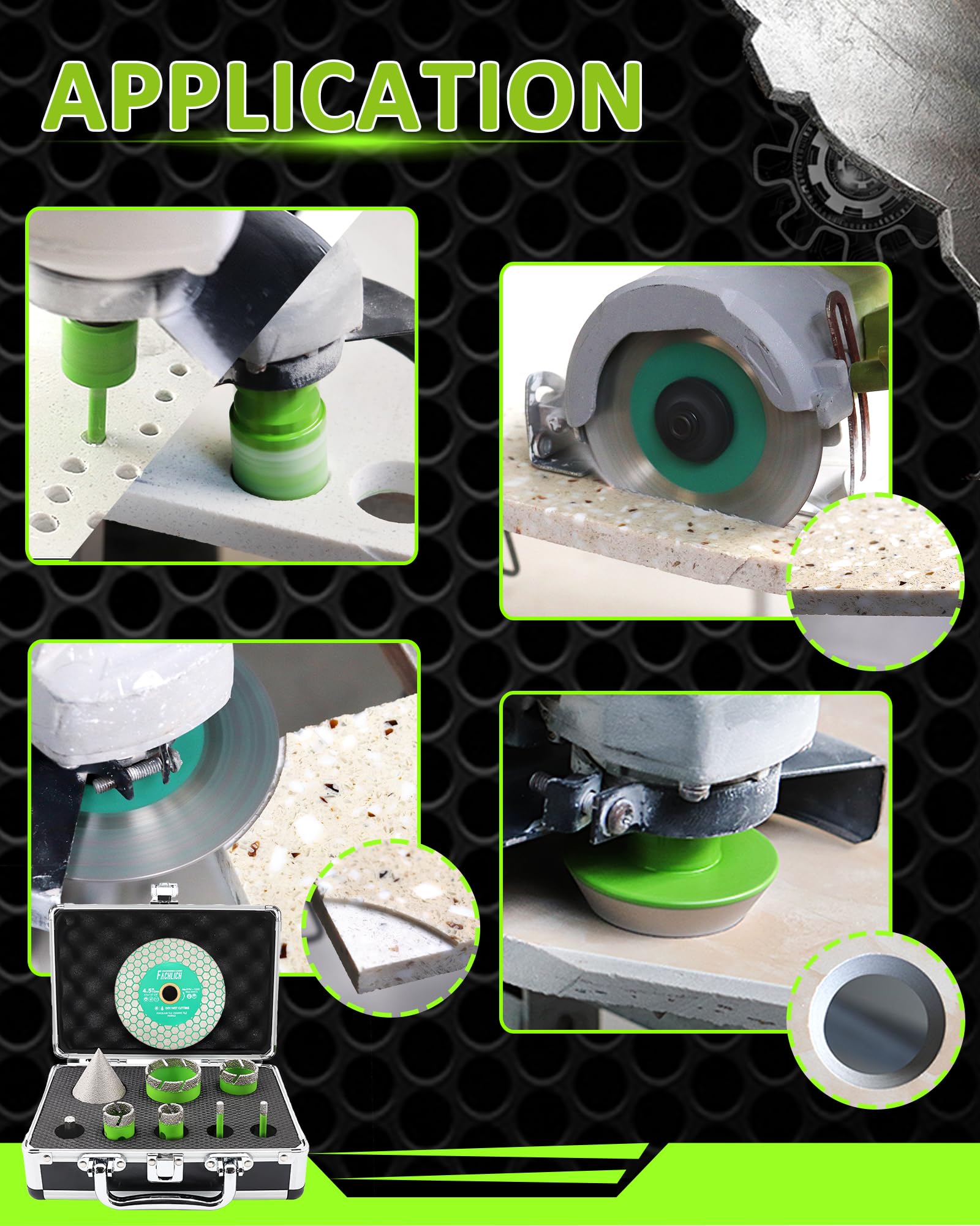 Juego de brocas de diamante para azulejos, 6, 6, 20, 25, 35, 50 mm, con fresa biselada, broca M14 para porcelana, cerámica, mármol y granito