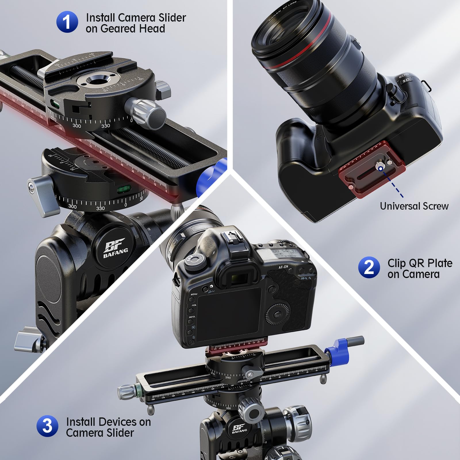 Kamera Slider, 180 mm/7,08 Zoll Kameraschiene mit Schnellwechselplatte und klemme für DSLR Stativ Einbeinstativ Kugelkopf,Maximale Belastung 8kg