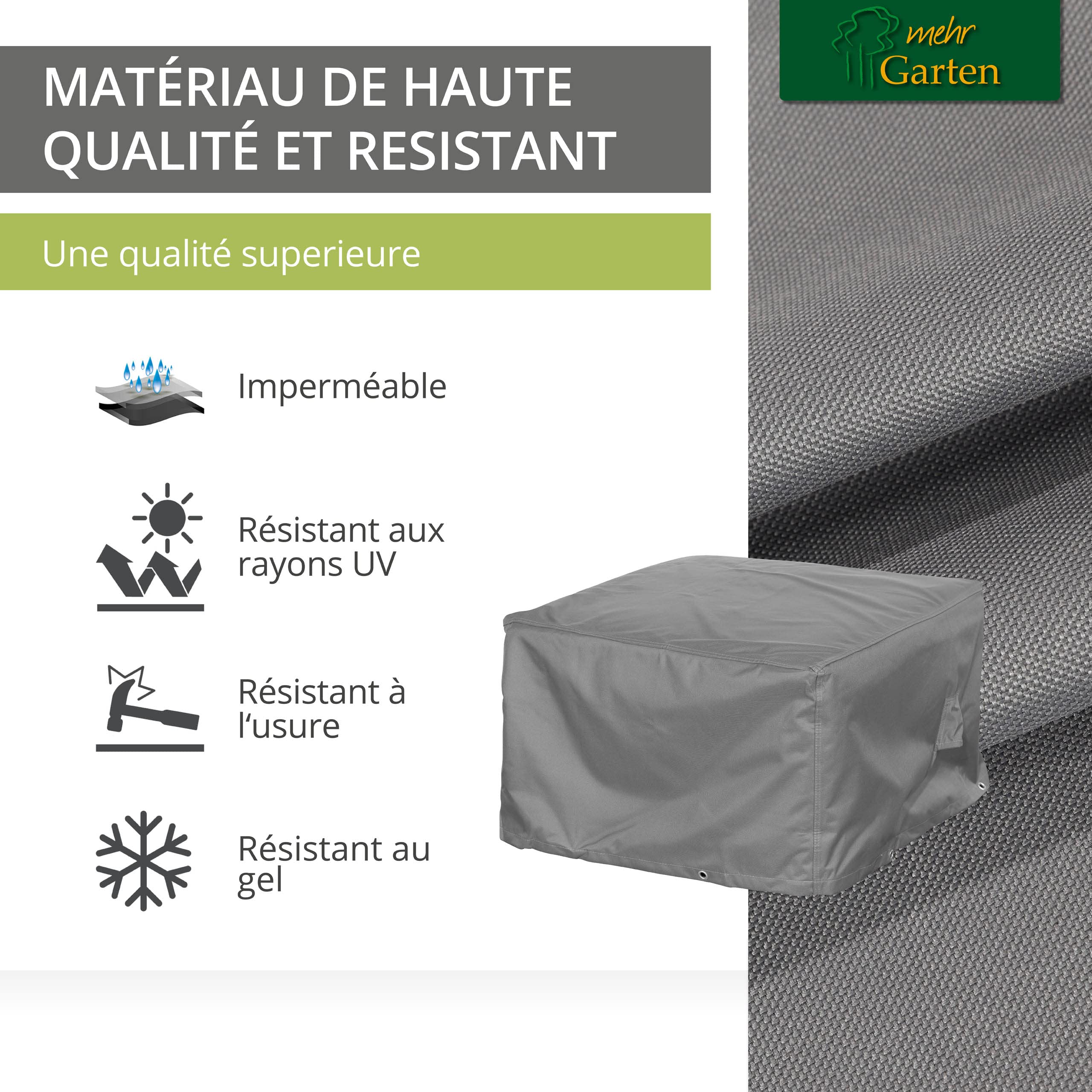 Housse de Protection pour Table Basse de Jardin | 100 x 100 x 45 cm | Polyester tissé Oxford 600D, Couleur : Gris