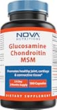 Nova Nutritions Triple Strength Glucosamine Chondroitin MSM 2600mg/Serving Capsules, Supports Healthy Joint, Cartilage and Connective Tissue - Promotes Joint Comfort & Flexibility 180 Count