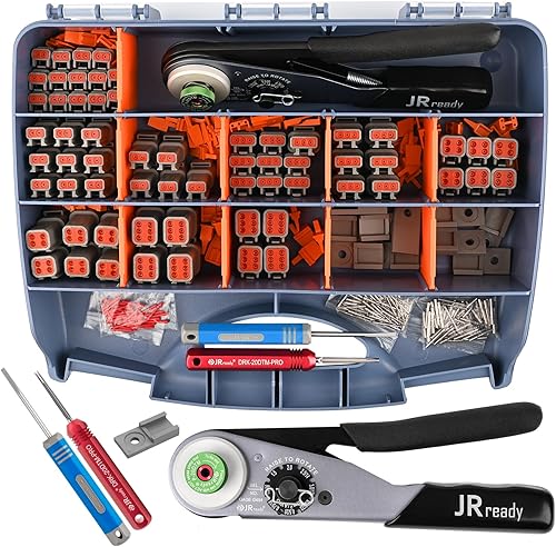 JRready ST6461 Deutsch DTM Kit de conectores - Conectores DTM 2 3 4 6 Pin, Tamaño 20# Contactos Sólidos 20-22AWG, Herramienta de crimpado Deutsch,