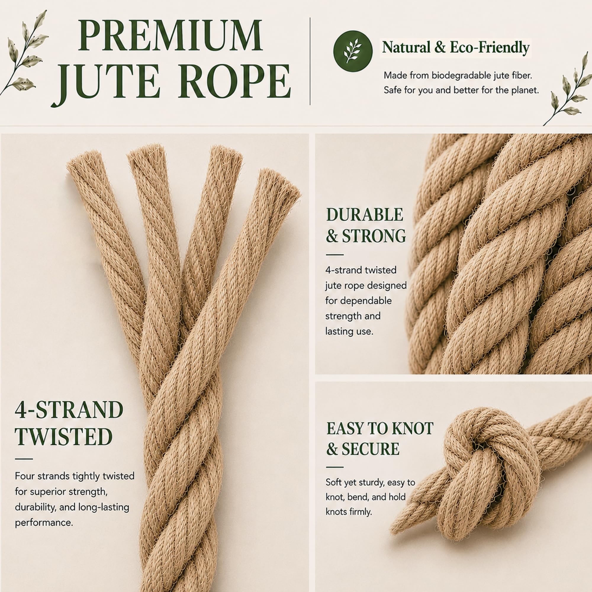 YUZENET Twisted Manila Rope Jute Rope (1.5 in x 50 ft) Natural Thick Hemp Rope for Nautical, Landscaping, Railings, Hammock, ating 1