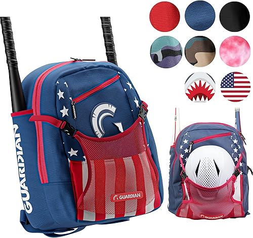 Guardian Rookie - Bolsas de béisbol para jóvenes Bolsa de béisbol para niños Bolsas duraderas de béisbol para niños y niñas Capacidad para dos