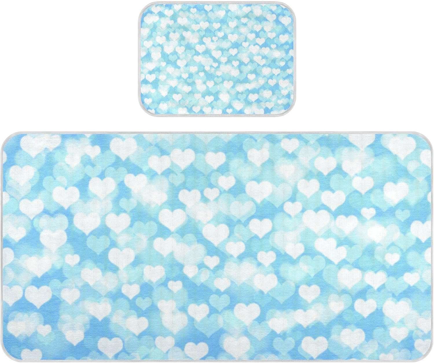 Seamless Blue Aesthetics Blue Hearts Cooling Baby Mattress Protector pad 28" x 52" Ultra Soft Crib Padding for Baby&Toddler
