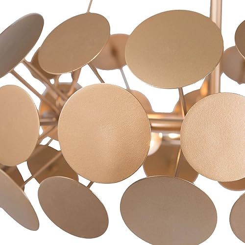 Miniatura 6 de classy leaves Candelabros dorados para comedor, lámpara de araña de tambor dorado moderno, 3 luces colgantes para comedor, sala de estar,